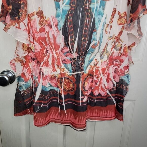 Style & Co floral studded bohemian peasant top size 1x - Picture 4 of 6